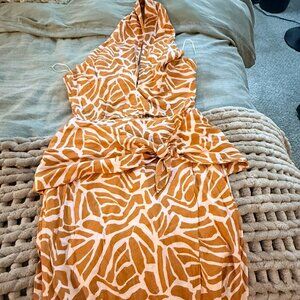 VICI Noemie Animal Print Wrap Skirt & Halter Neck Top - Size L